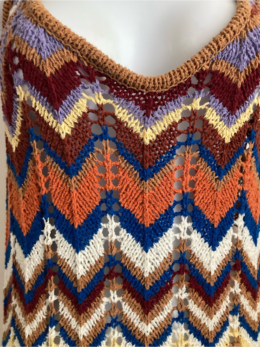 Anthropologie Faithfull Elisa Knit Zigzag Stripe Open Knit Maxi Dress, NWT Sz 6 - Picture 10 of 16